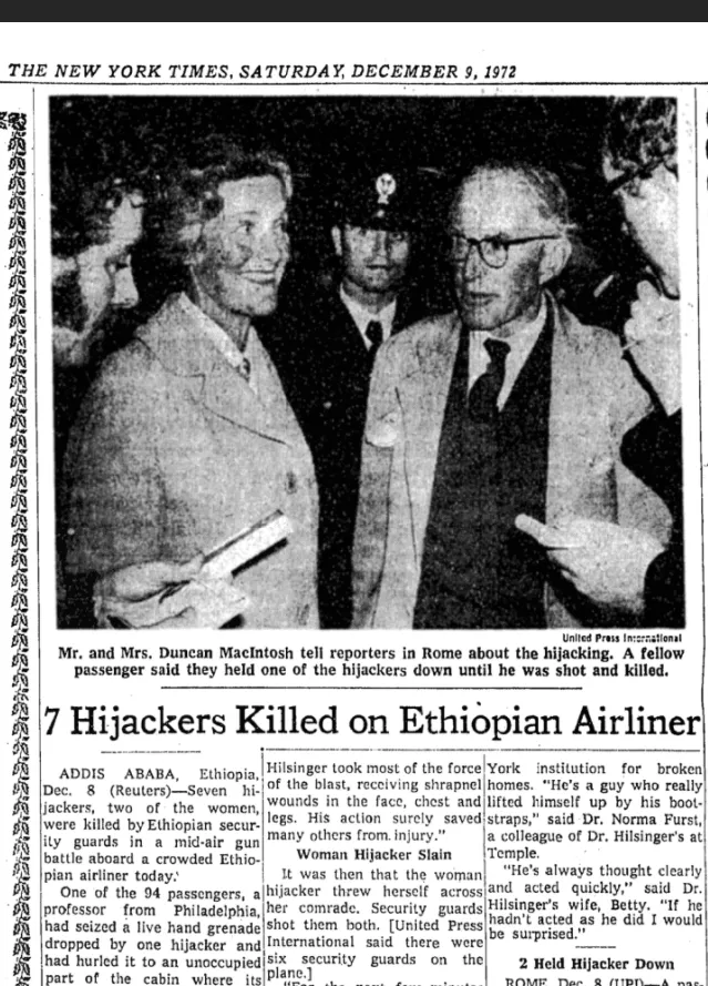 The New York Times article, December 9, 1972